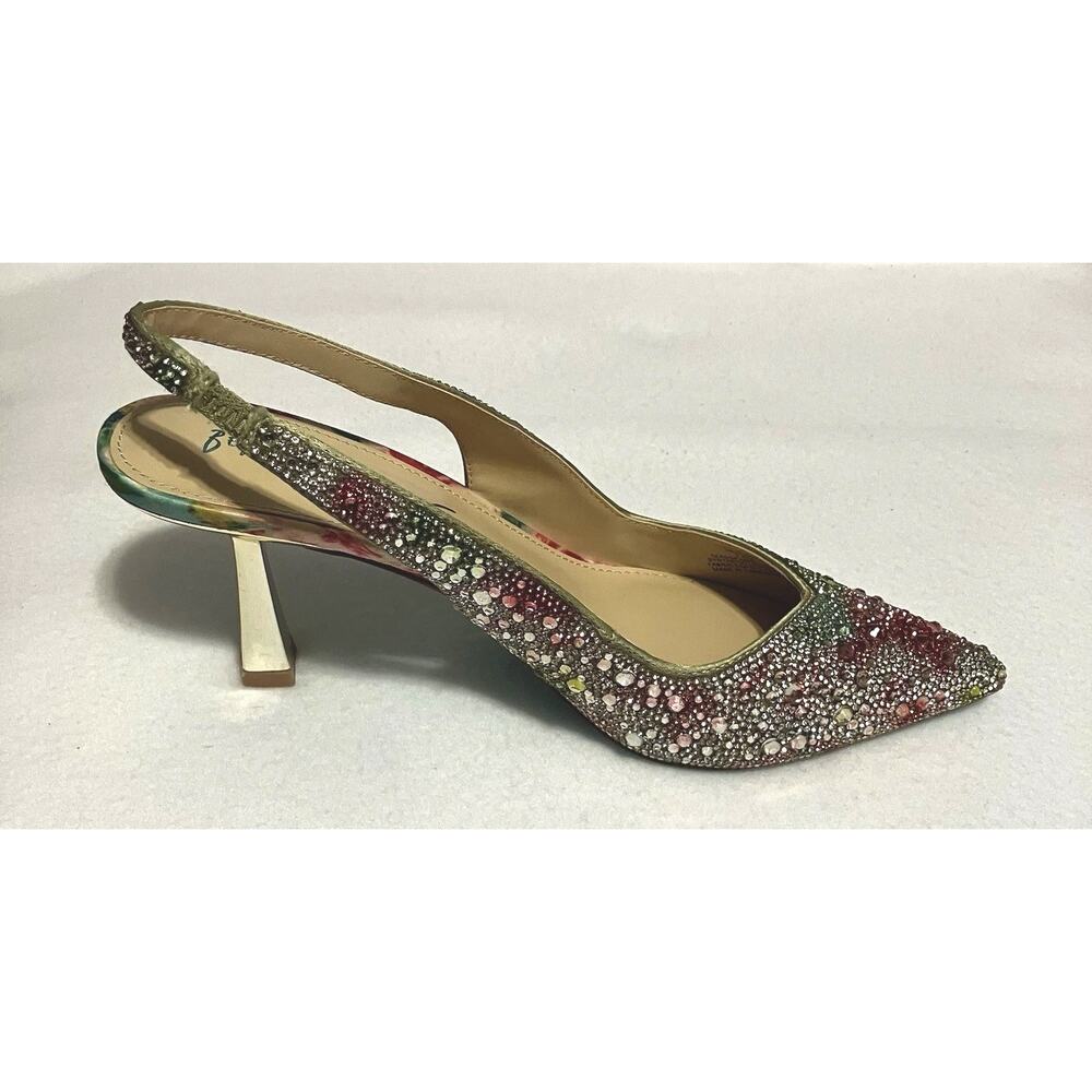 One Single Left Shoe Betsey Johnson Glitzy Beaded Slingback Pointed Toe 7.5M